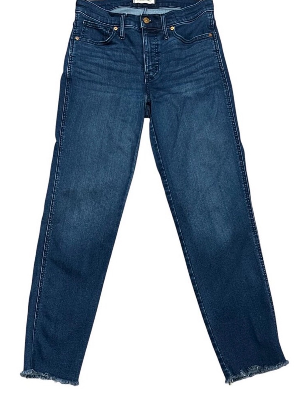 Madewell Indigo Straight-Leg Jeans with Frayed Hem